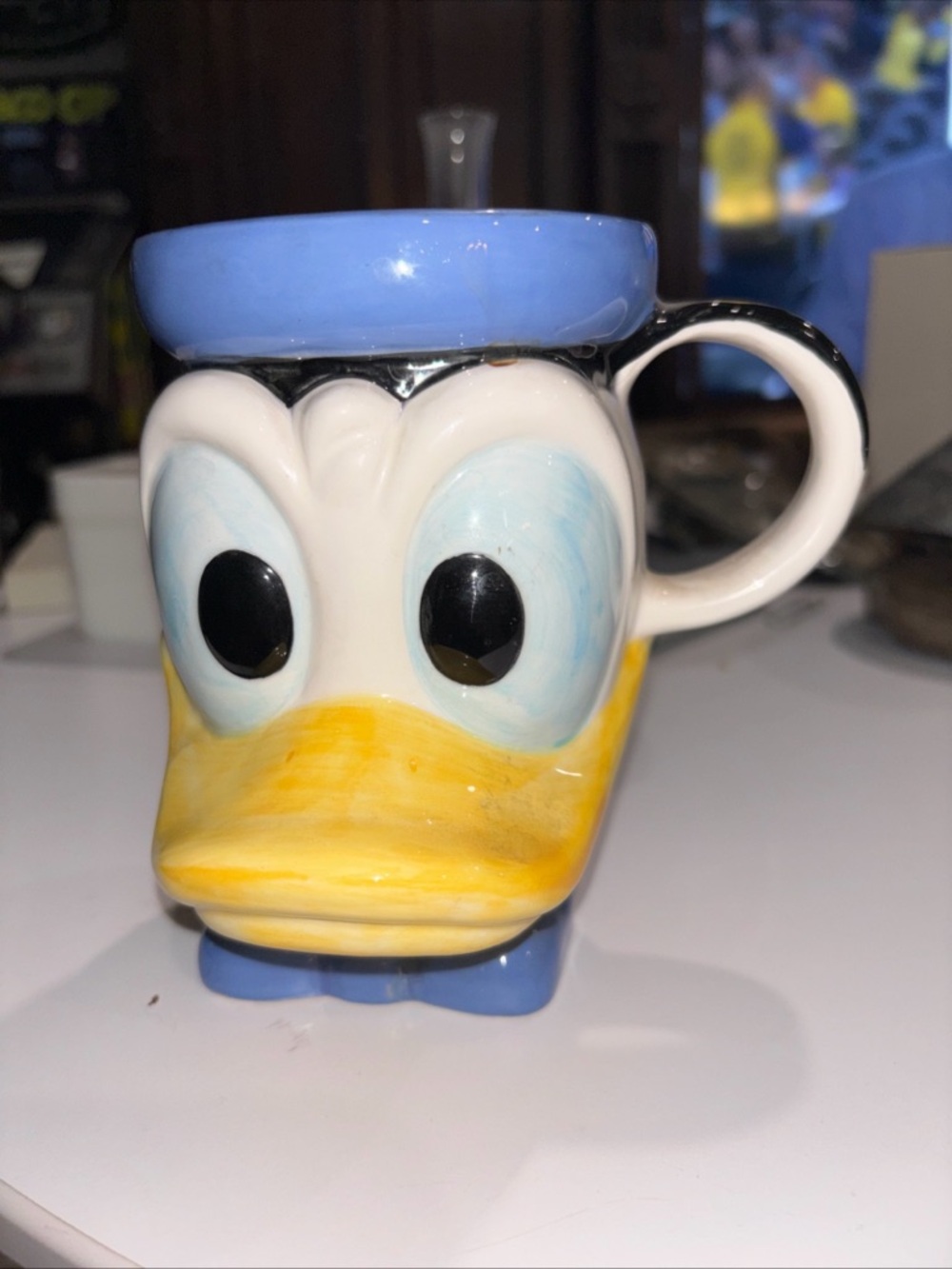 Disney Japan 3D Donald Duck 14 oz Mug Limited Edition Vintage Hand Painted 1980